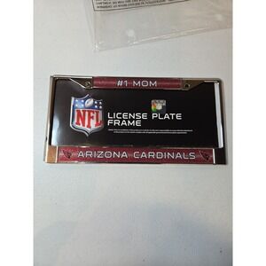 NFL Arizona Cardinals #1 Mom License Plate Frame Glitter Red Chrome Auto Car